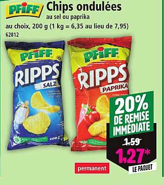 Chips ondulées au sel ou paprika