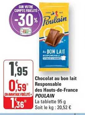 Chocolat au bon lait Responsable des Hauts-de-France POULAIN