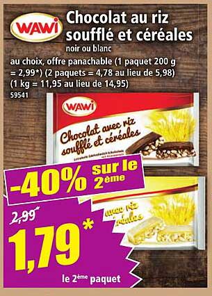 Chocolat au riz soufflé et céréales