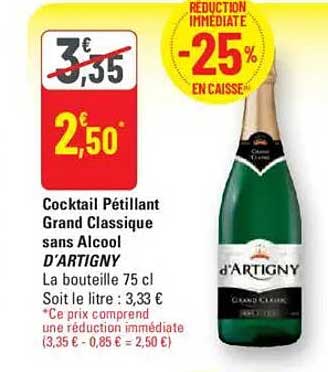 Cocktail Pétillant Grand Classique sans Alcool d'ARTIGNY