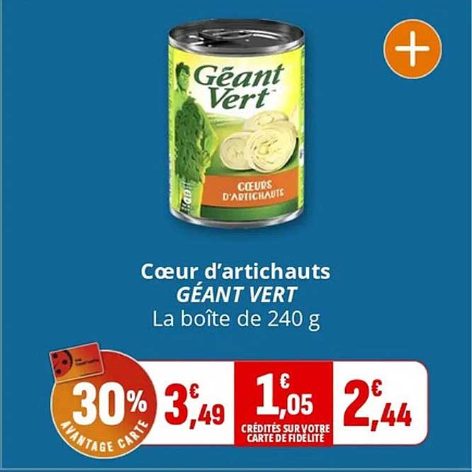 Cœur d'artichauts GÉANT VERT La boîte de 240 g