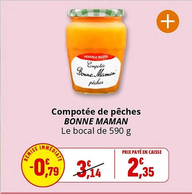 Compotée de pêches BONNE MAMAN Le bocal de 590 g