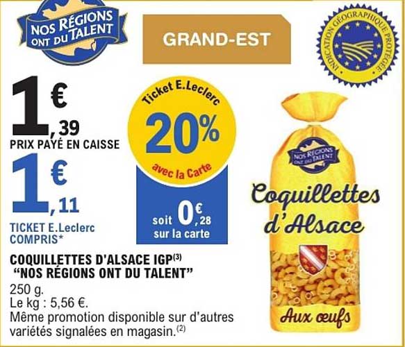 COQUILLETTES D'ALSACE IGP "NOS RÉGIONS ONT DU TALENT"