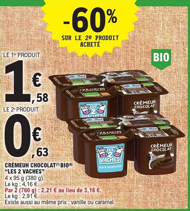 Crèmeuh Chocolat BIO "Les 2 Vaches"