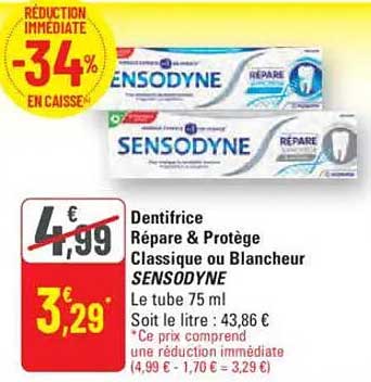 Dentifrice Répare & Protège Classique ou Blancher SENSODYNE