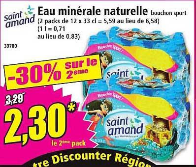 Eau minérale naturelle bouchon sport