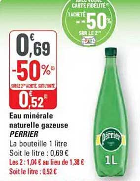 Eau minérale naturelle gazeuse PERRIER