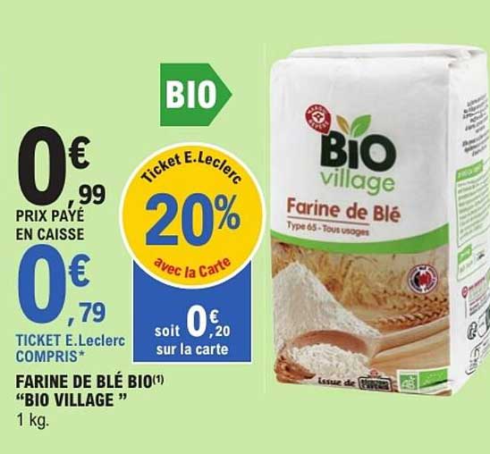 FARINE DE BLÉ BIO "BIO VILLAGE" 1 kg
