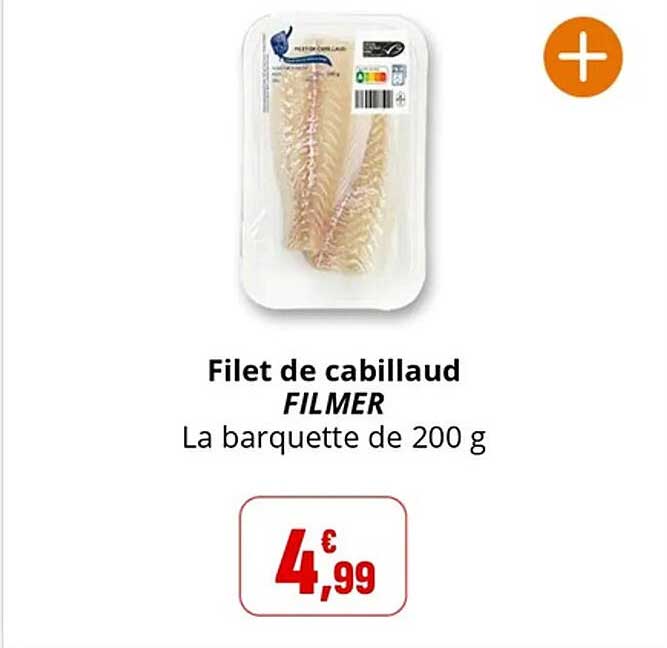 Filet de cabillaud FILMER - La barquette de 200 g