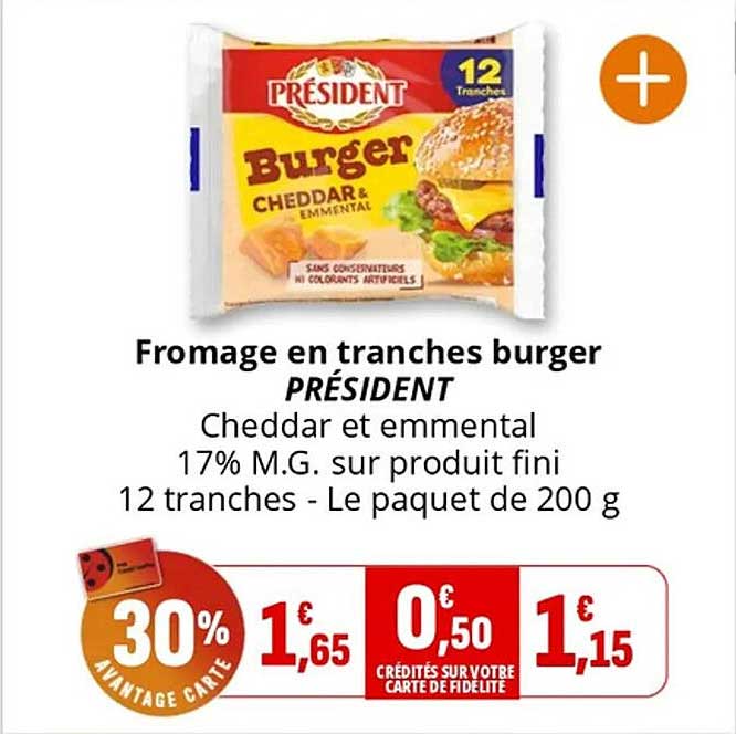 Fromage en tranches burger PRÉSIDENT