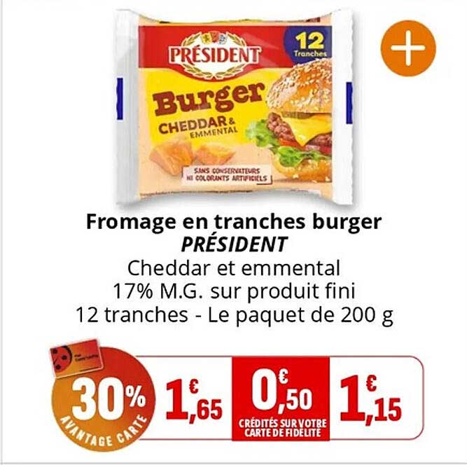 Fromage en tranches burger PRÉSIDENT