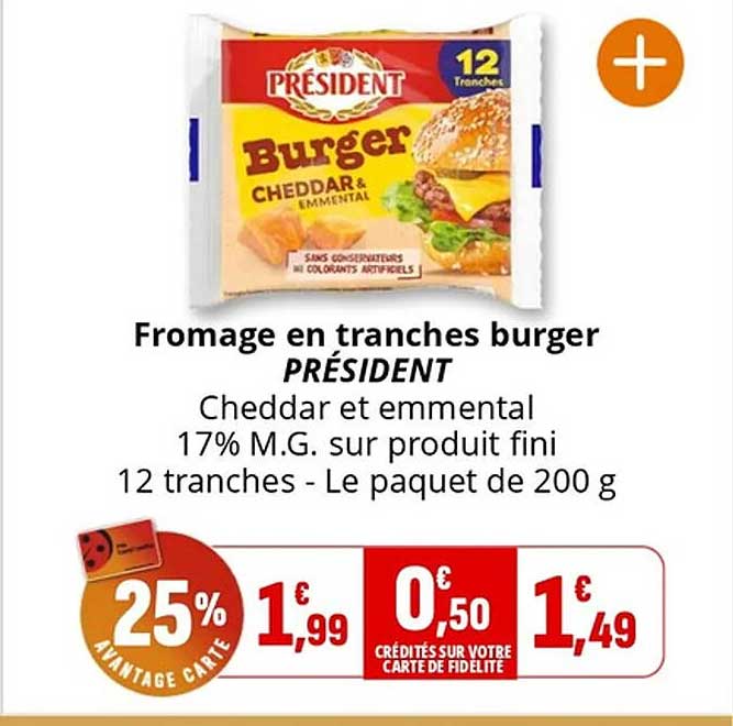 Fromage en tranches burger PRÉSIDENT