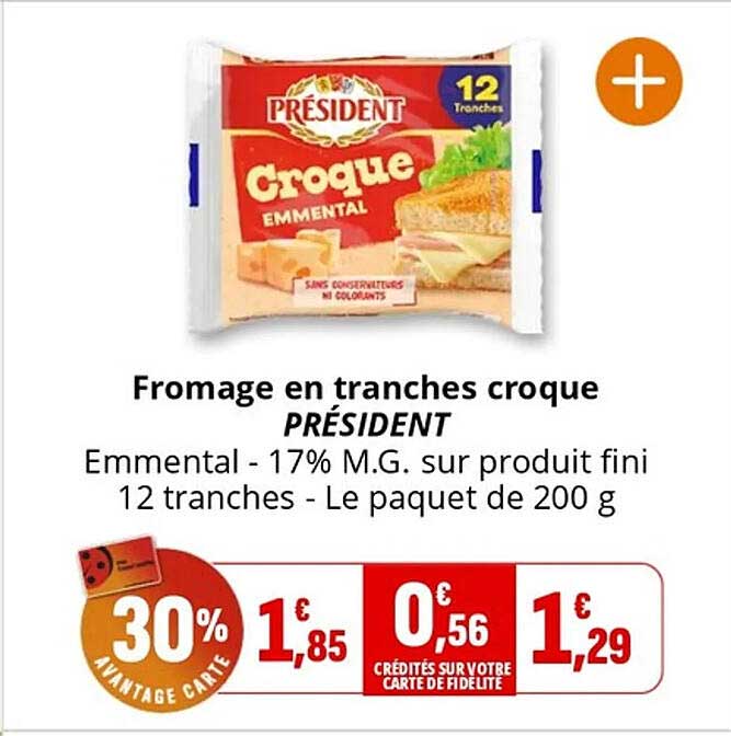 Fromage en tranches croque PRÉSIDENT