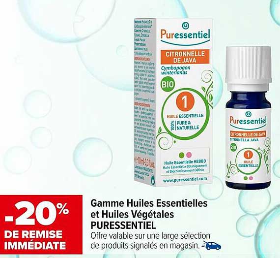 Gamme Huiles Essentielles et Huiles Végétales PURESSENTIEL