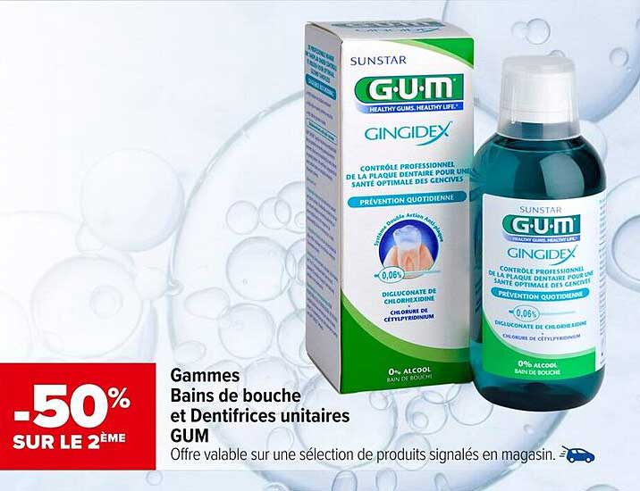 Gammes Bains de bouche et Dentifrices unitaires GUM
