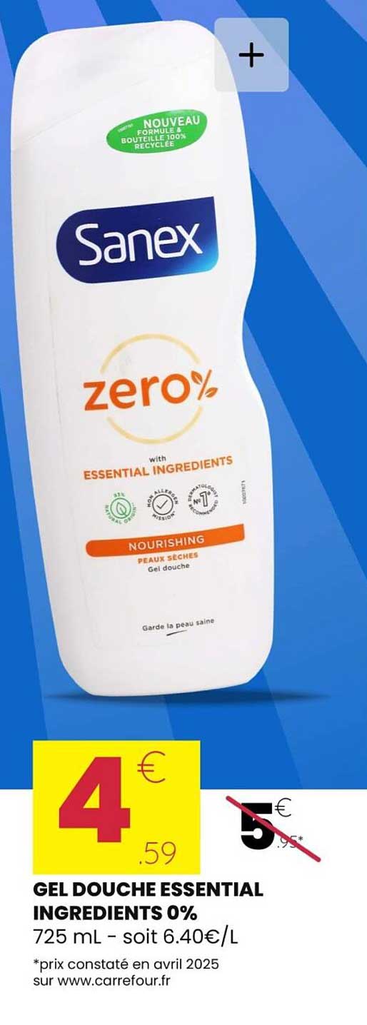 GEL DOUCHE ESSENTIAL INGREDIENTS 0%