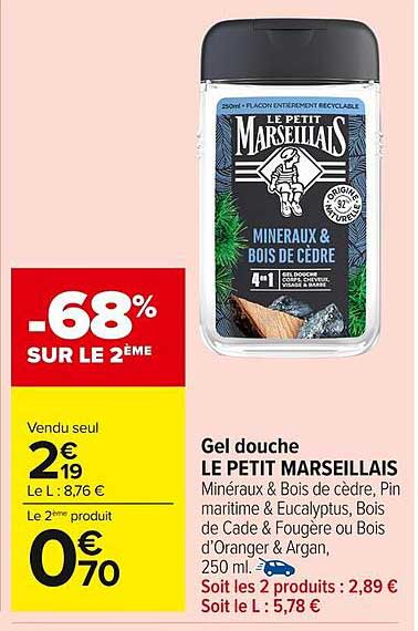 Gel douche LE PETIT MARSEILLAIS Minéraux & Bois de cèdre
