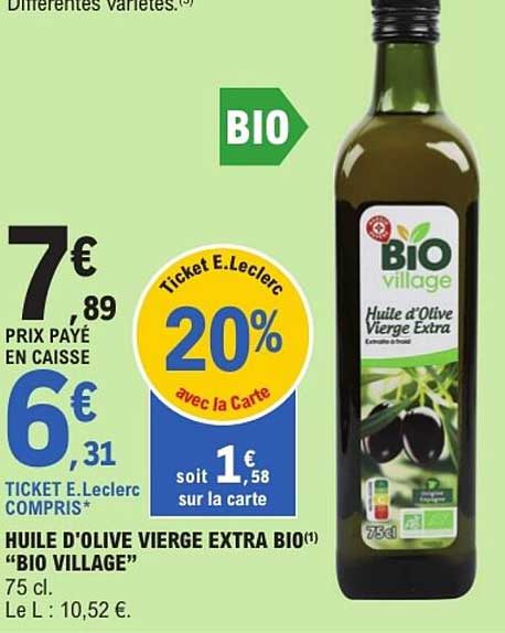 HUILE D'OLIVE VIERGE EXTRA BIO "BIO VILLAGE"