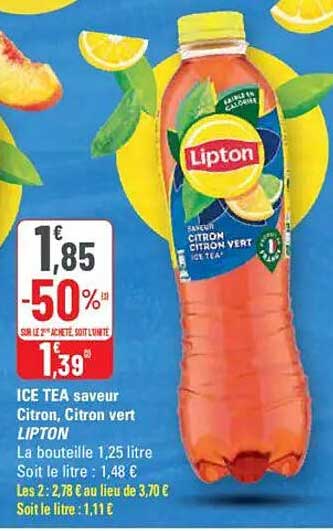 ICE TEA saveur Citron, Citron vert LIPTON