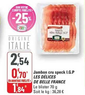 Jambon cru speck I.G.P
