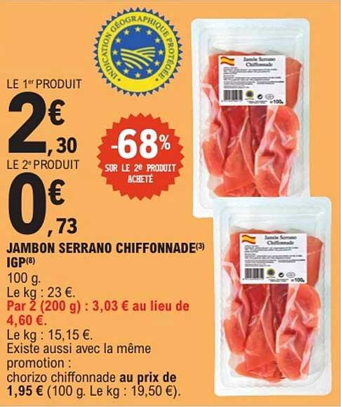 JAMBON SERRANO CHIFFONNÉ IGP