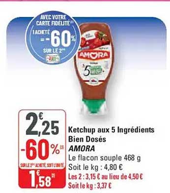 Ketchup aux 5 Ingrédients Bien Dosés AMORA