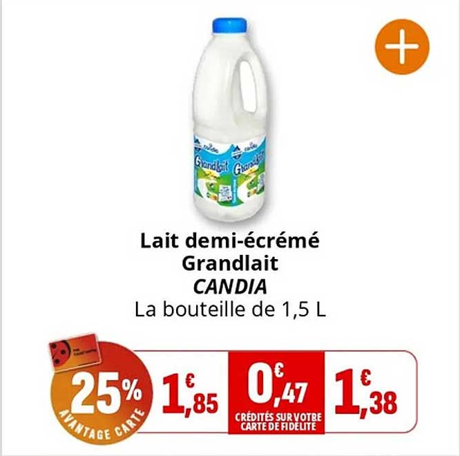 Lait demi-écrémé Grandlait CANDIA