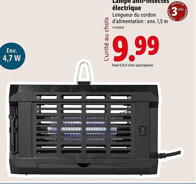 Lampe anti-insectes électrique