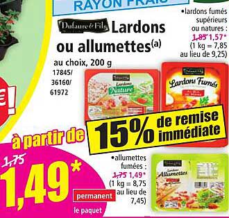 Lardons ou allumettes au choix, 200 g