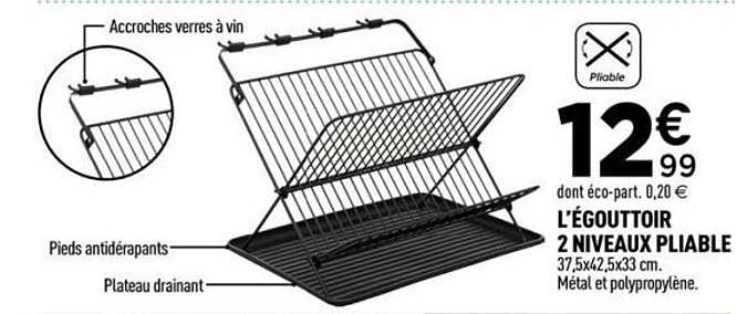 L'ÉGOUTTOIR 2 NIVEAUX PLIABLE
