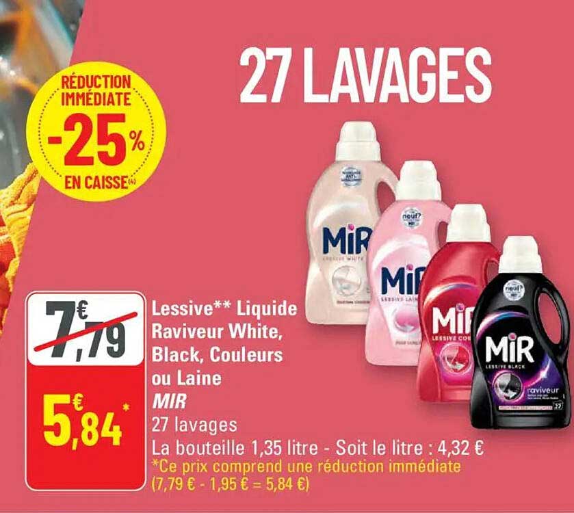 Lessive** Liquide Raviveur White, Black, Couleurs ou Laine MIR