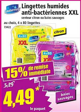 Lingettes humides anti-bactériennes XXL