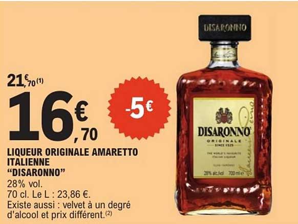 LIQUEUR ORIGINALE AMARETTO ITALIENNE "DISARONNO"