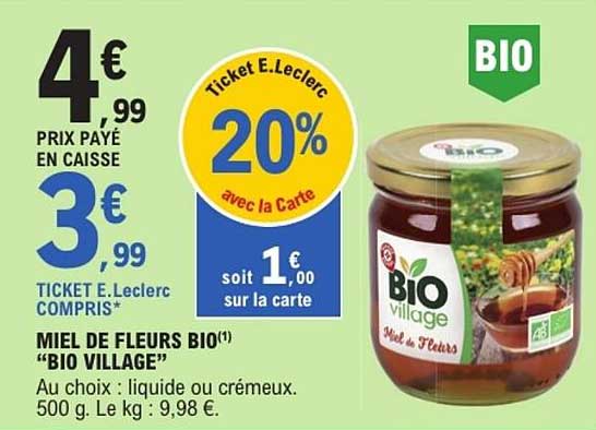 MIEL DE FLEURS BIO(1) "BIO VILLAGE"