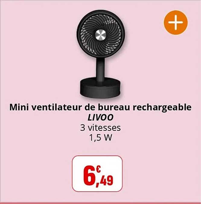 Mini ventilateur de bureau rechargeable LIVOO