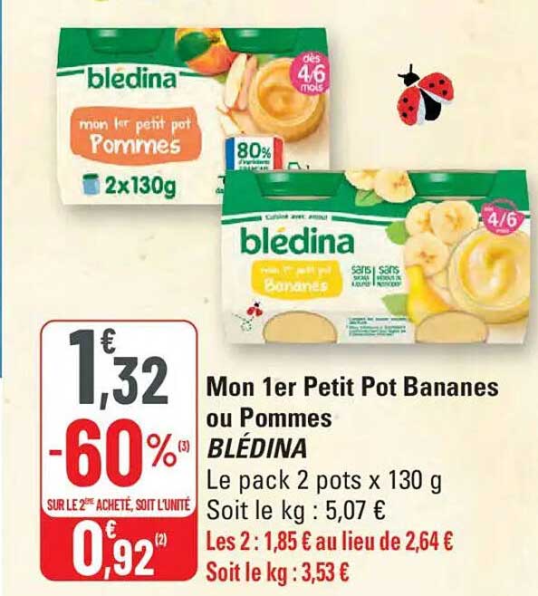 Mon 1er Petit Pot Bananes ou Pommes
