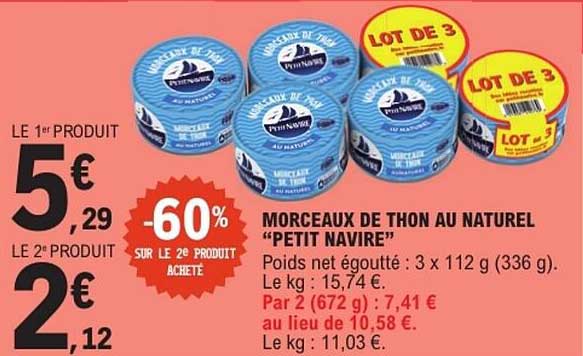 Morceaux de thon au naturel "Petit Navire"