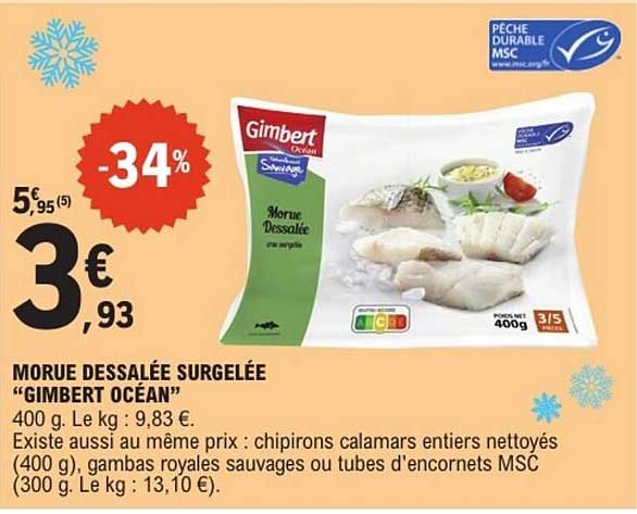 MORUE DESSALÉE SURGELÉE "GIMBERT OCÉAN"