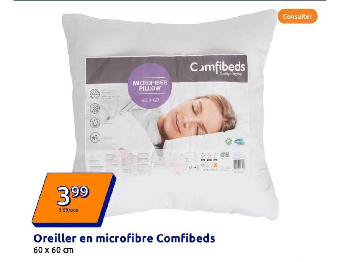 Oreiller en microfibre Comfibeds 60 x 60 cm