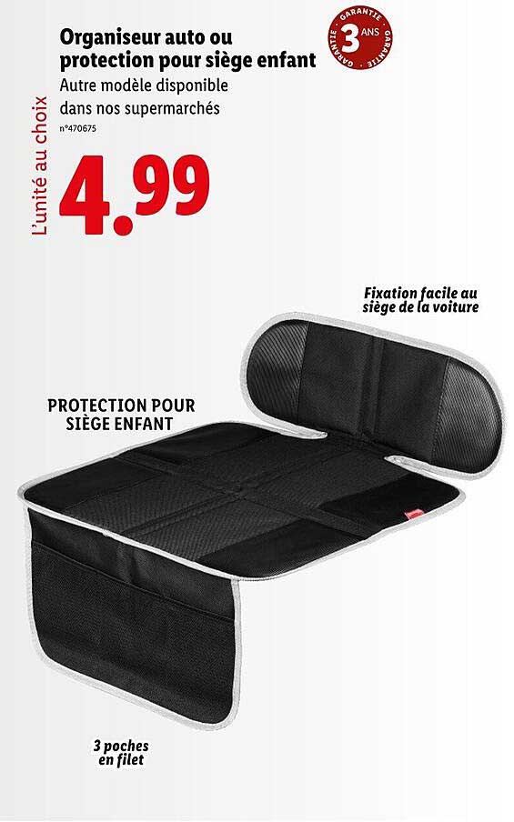 Organiseur auto ou protection pour siège enfant