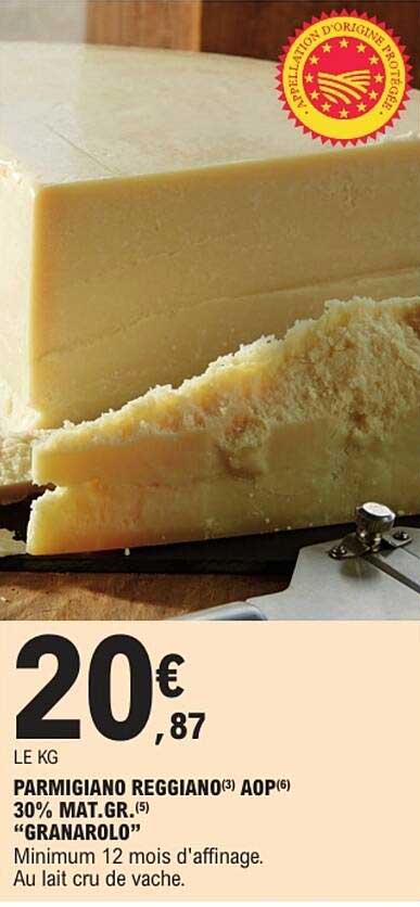 Parmigiano Reggiano AOP 30% MAT.G. - 20,87 € le kg