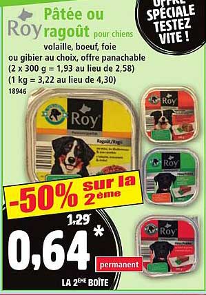 Pâtée ou ragout Roy pour chiens