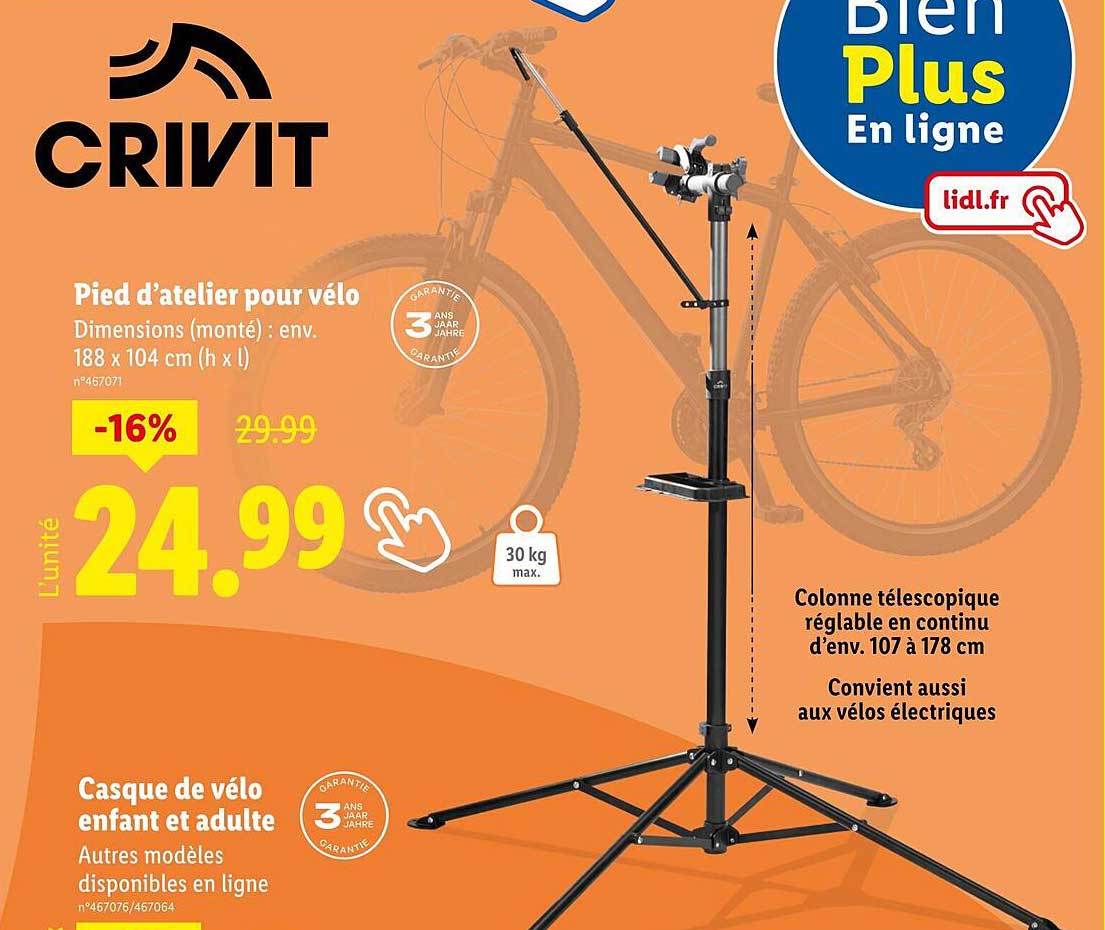 Pied d’atelier pour vélo