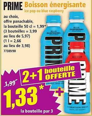 PRIME Boisson énergisante ice pop ou blue raspberry