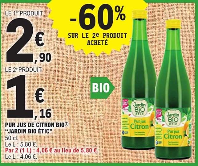PUR JUS DE CITRON BIO "JARDIN BIO ÉTIC"