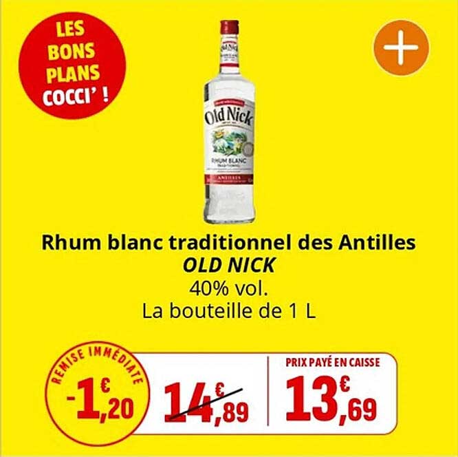 Rhum blanc traditionnel des Antilles OLD NICK