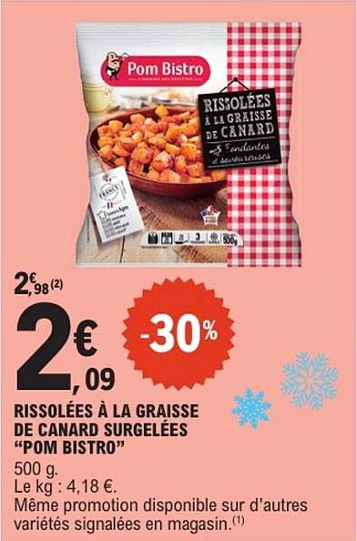 RISSOLÉES À LA GRAISSE DE CANARD SURGELÉES "POM BISTRO"