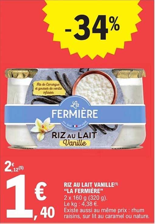 RIZ AU LAIT VANILLE(*) "LA FERMIÈRE"