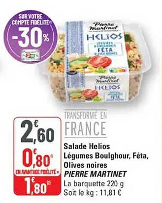 Salade Helios Légumes Boulghour, Féta, Olives noires