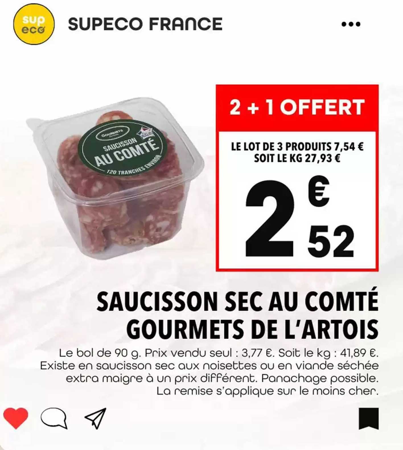 SAUCISSON SEC AU COMTÉ GOURMETS DE L’ARTOIS